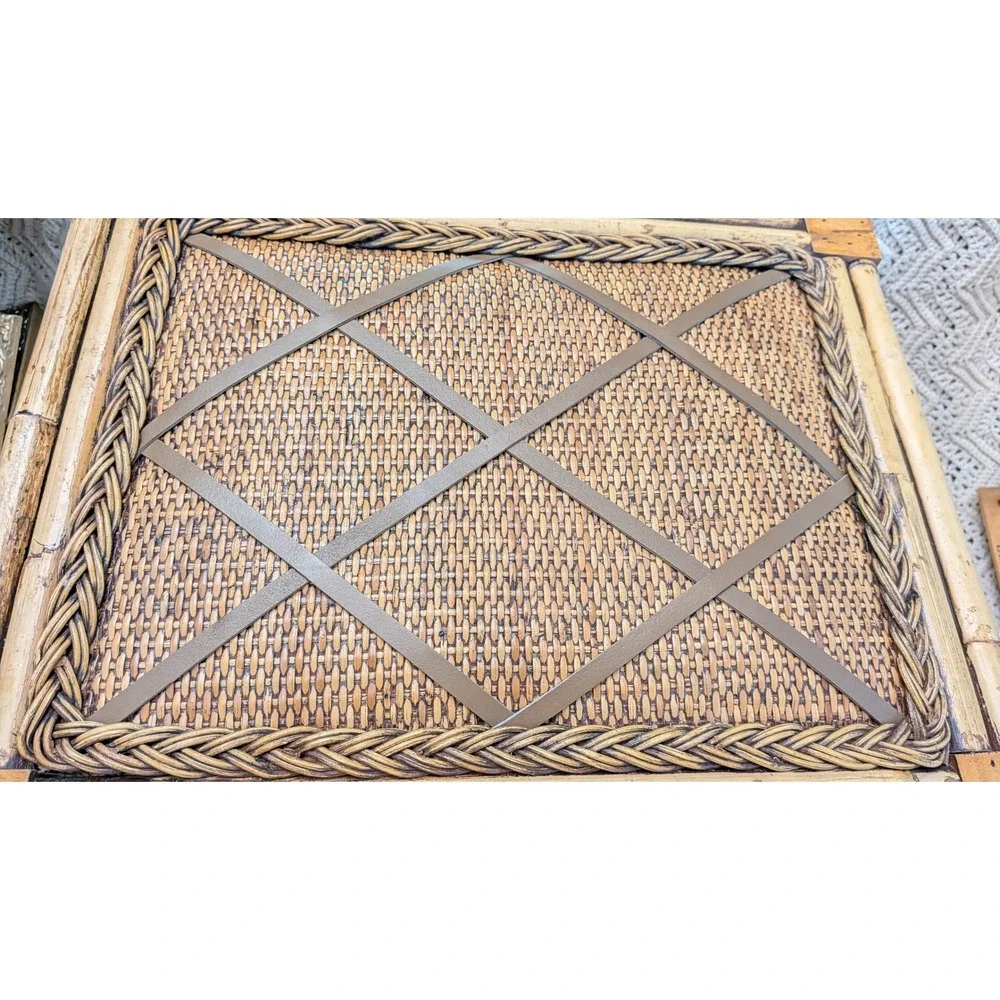 Vintage Bamboo Rattan French Memo Board Photo Holder Wall Decor 20x16 Boho Tiki